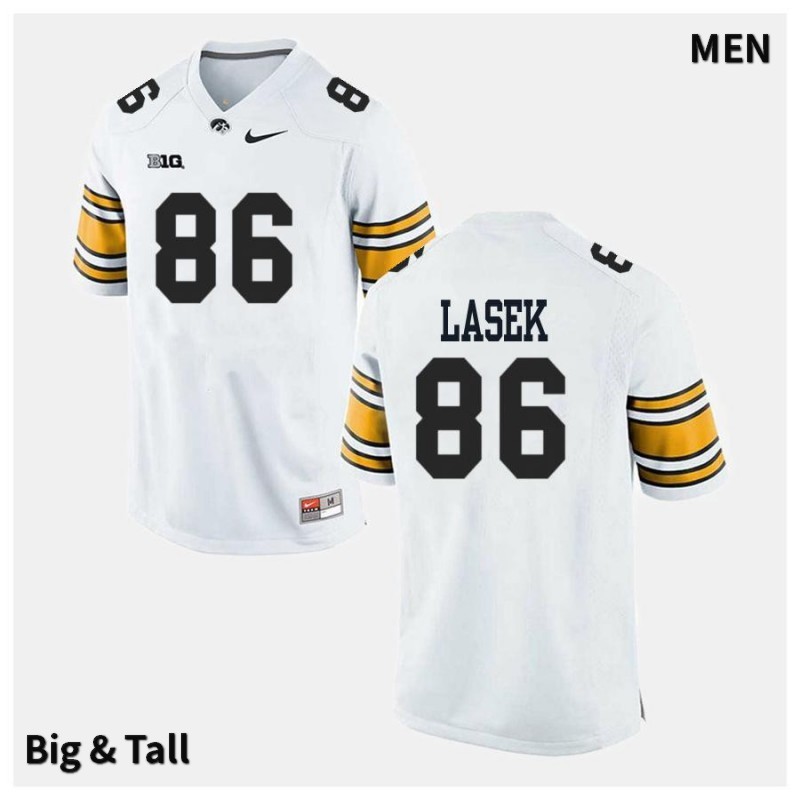 Men's Iowa Hawkeyes NCAA #86 Zack Lasek White Authentic Nike Big & Tall Alumni Stitched College Football Jersey AV34O04DG